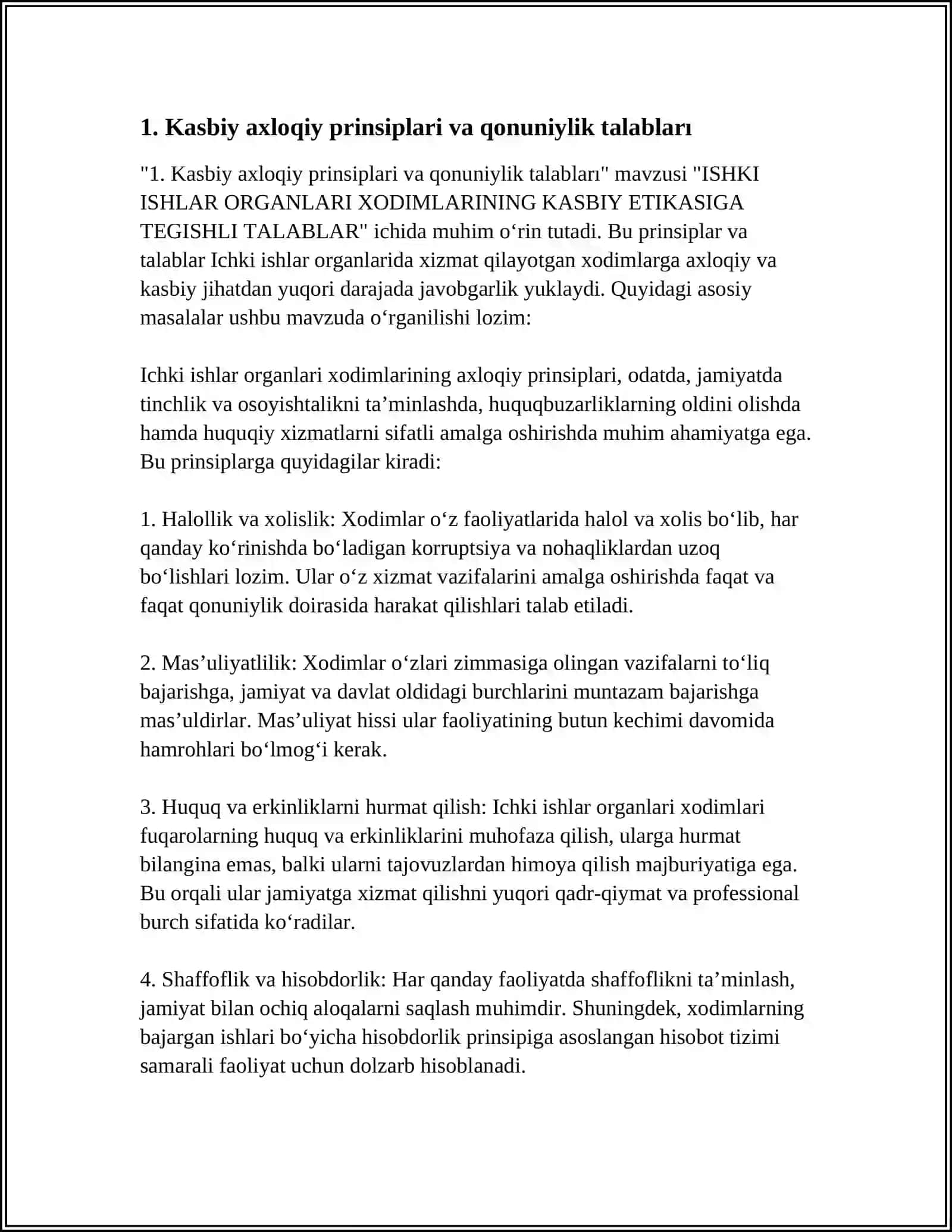 ISHKI ISHLAR ORGANLARI XODIMLARINING KASBIY ETIKASIGA TEGISHLI TALABLAR 3