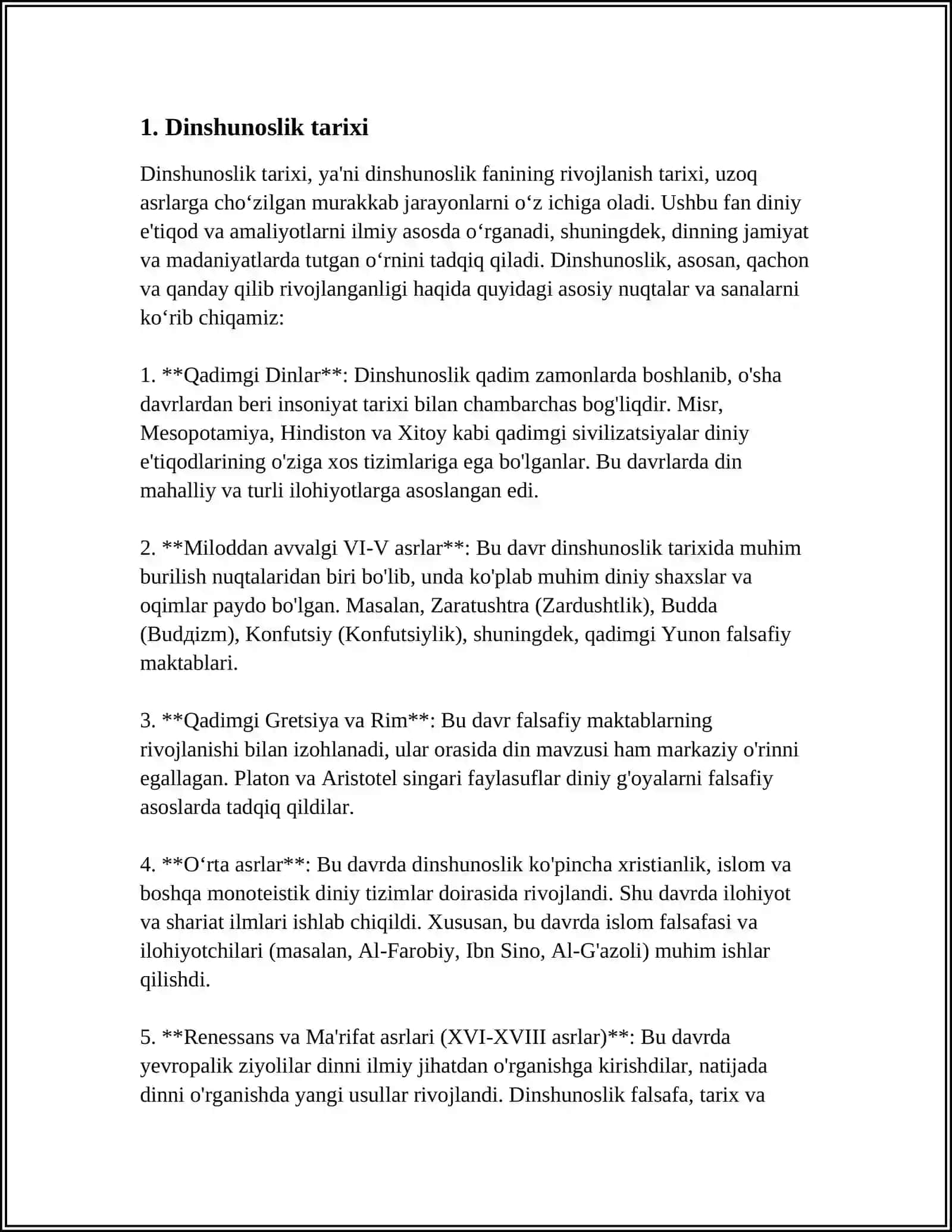 MUSTAQIL ISH Mavzu: DINSHUNOSLIK 3