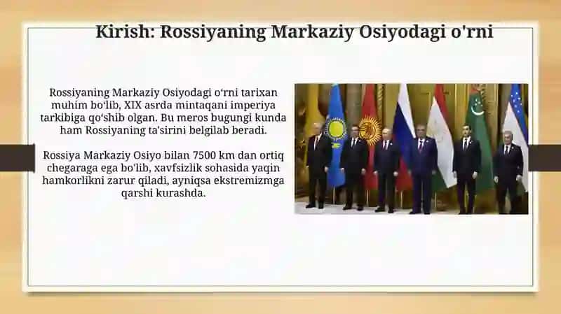 Rossiyaning Markaziy Osiyodagi geosiyosiy manfaatlari va mintaqadagi orni 3