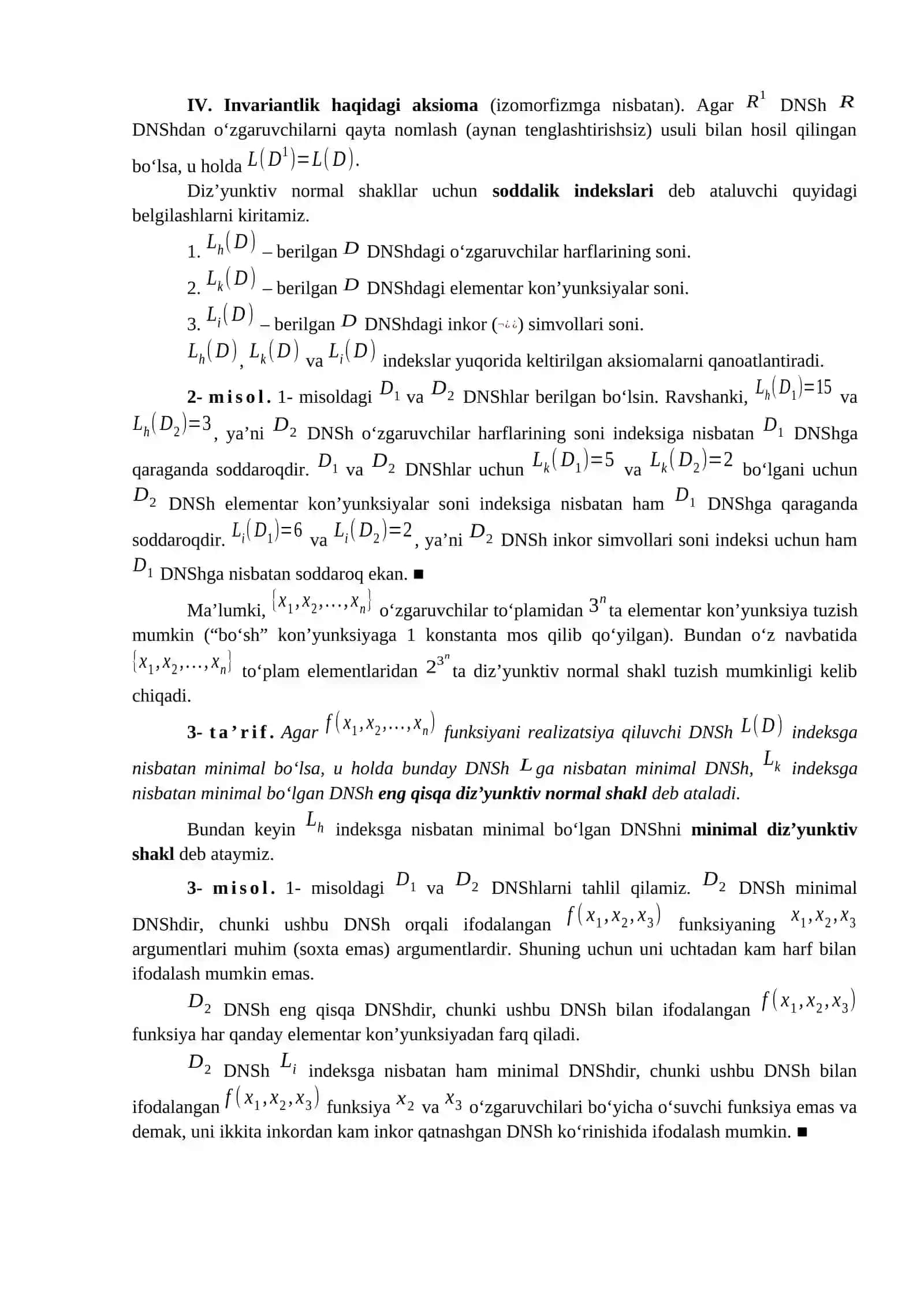 Matematik mantiq funksiyalarini minimallashtirish muammosi 3