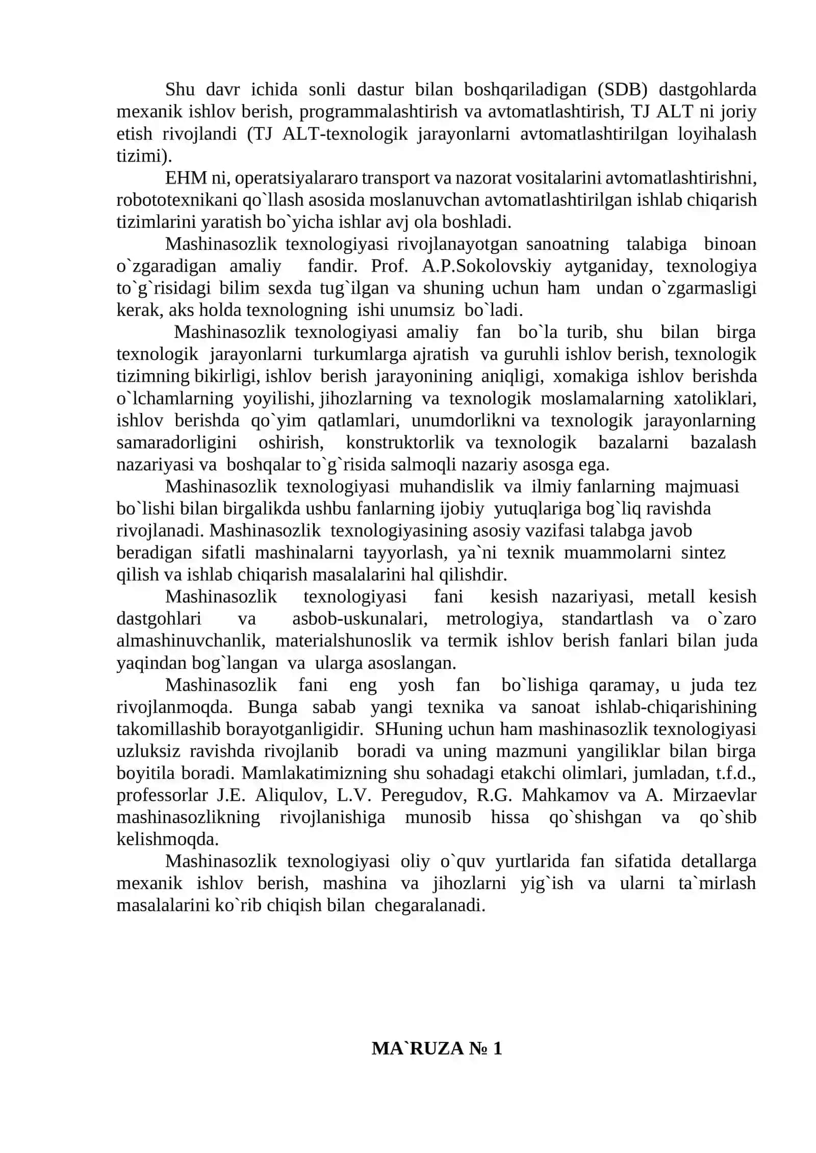 Mashinasozlik texnalogiya asoslari fanidan leksiya 3