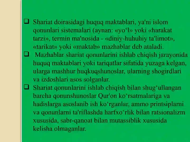 Islom oqimlari va yoʻnalishlarining paydo boʻlishi sabablari, e'tiqodidagi bo'linishning sabablari va oqibatlari. 3