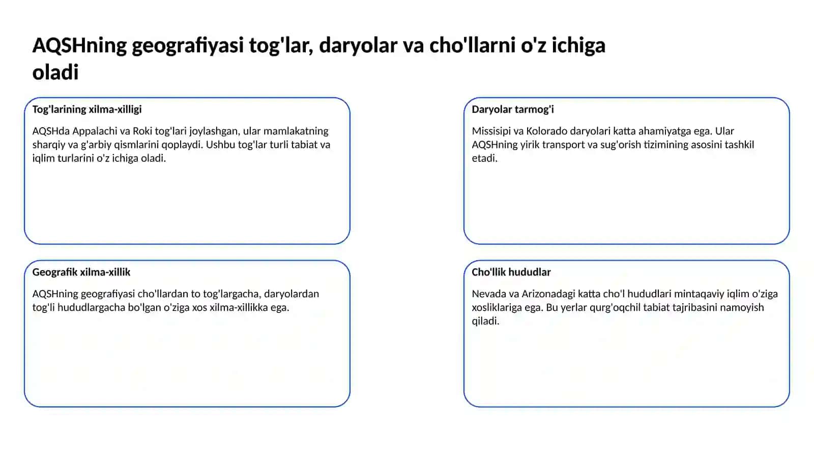AQSHning iqtisodiy, geografik va turistik tavsifi 3