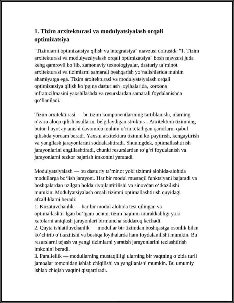 Tizimlarni optimizatsiya qilish va integratsiya 3