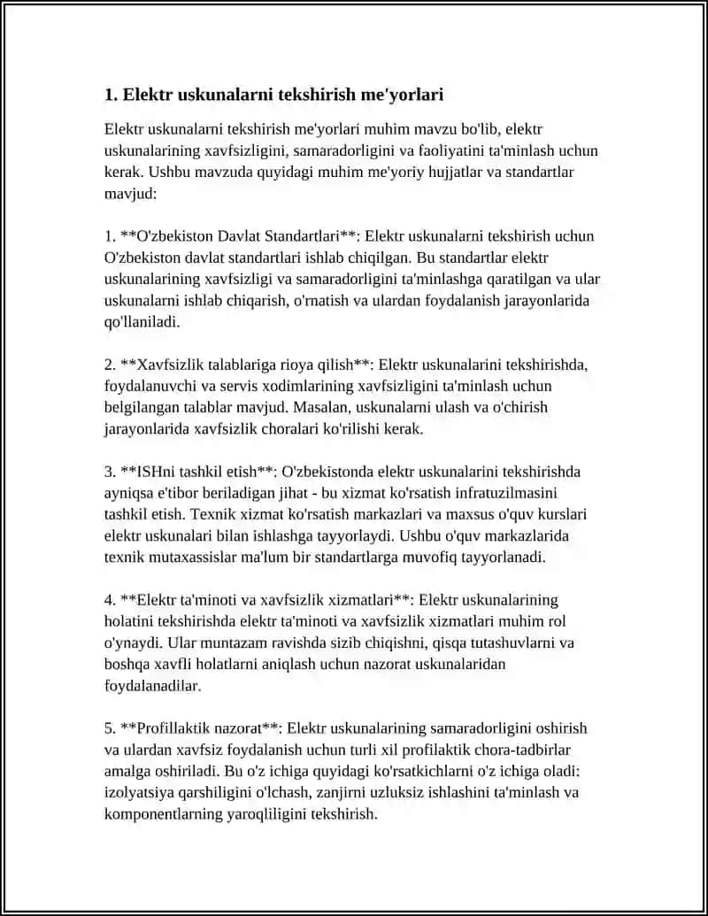 ELEKTR USKUNALARINI SINASH MEʼYORLARI QOIDASIDA FOYDALANILADIGAN TUSHUNCHALAR 3