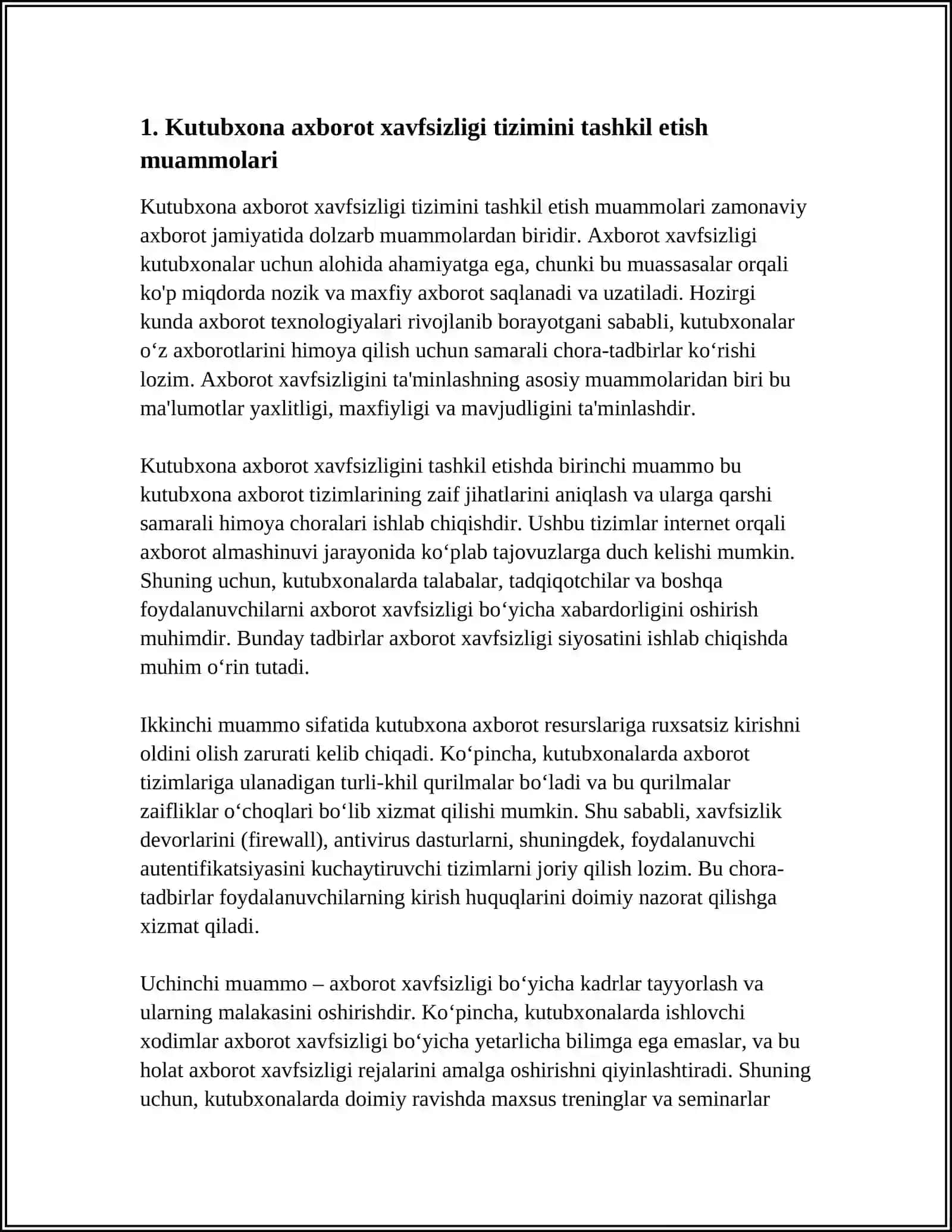 KUTUBXONA AXBOROT XAVFSIZLIGINI TAʼMINLASH MUAMMOLARI 3