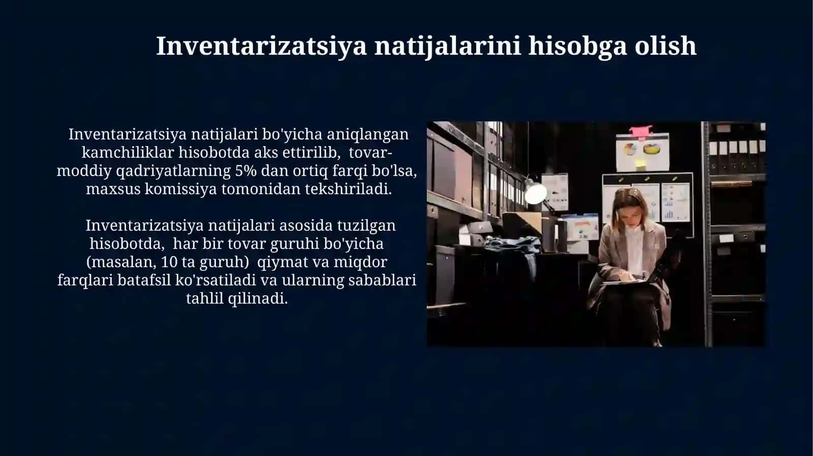 Inventarizatsiya natijalarini buxgalteriya hisobida aks ettirish 3