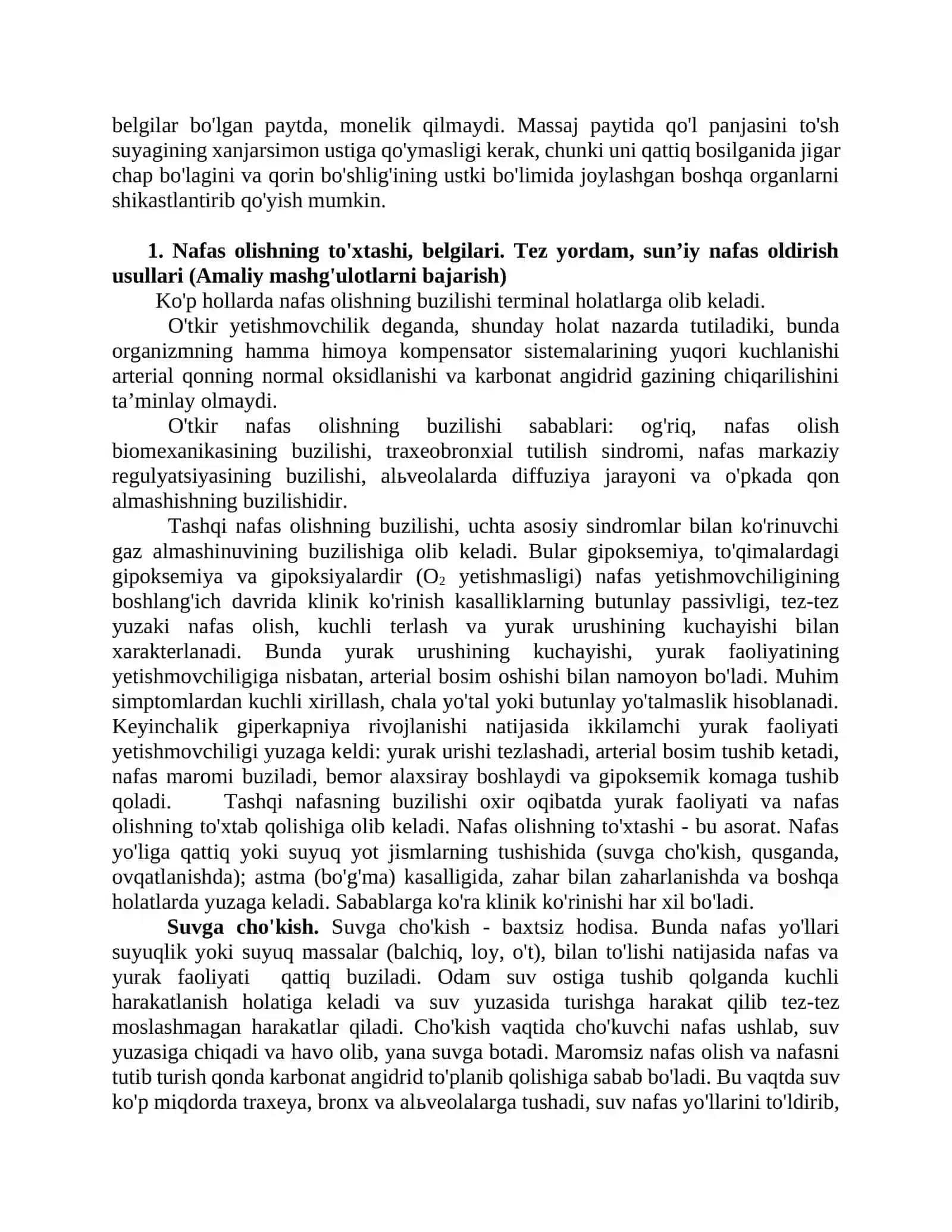Yurak ishi, to'xtashining belgilari, sabablari. Yurakning ochiq va yopiq massaji. Tez yordam 3
