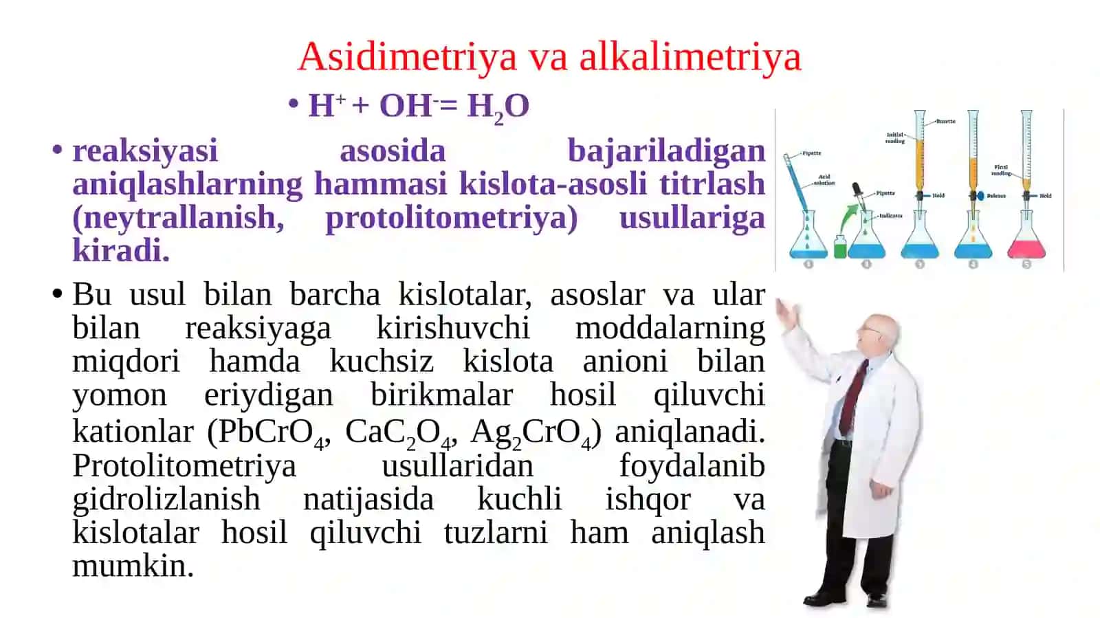 Kislota va asoslarni titrlash metodining moxiyati va qo’llanish soxasi. Indikatorlar nazariyasi 3