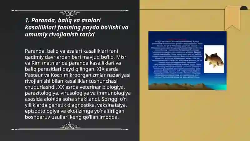 Paranda baliq va asalari kasaliklari fani, uning rivojlanishi tarixi va boshqa fanlar bilan bog’liqligi 3