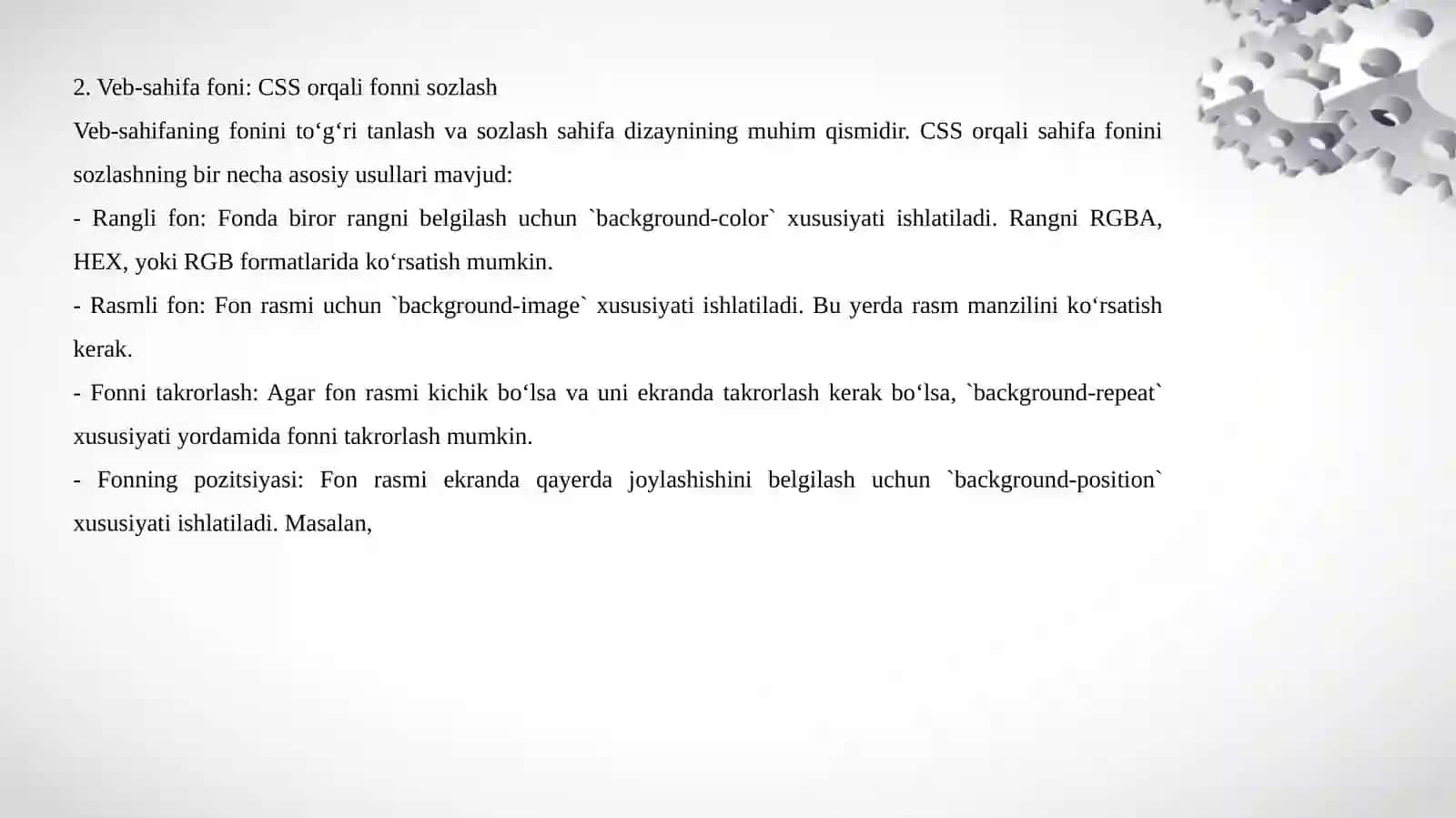 Veb-sahifa foni va matnlar bilan ishlash 3
