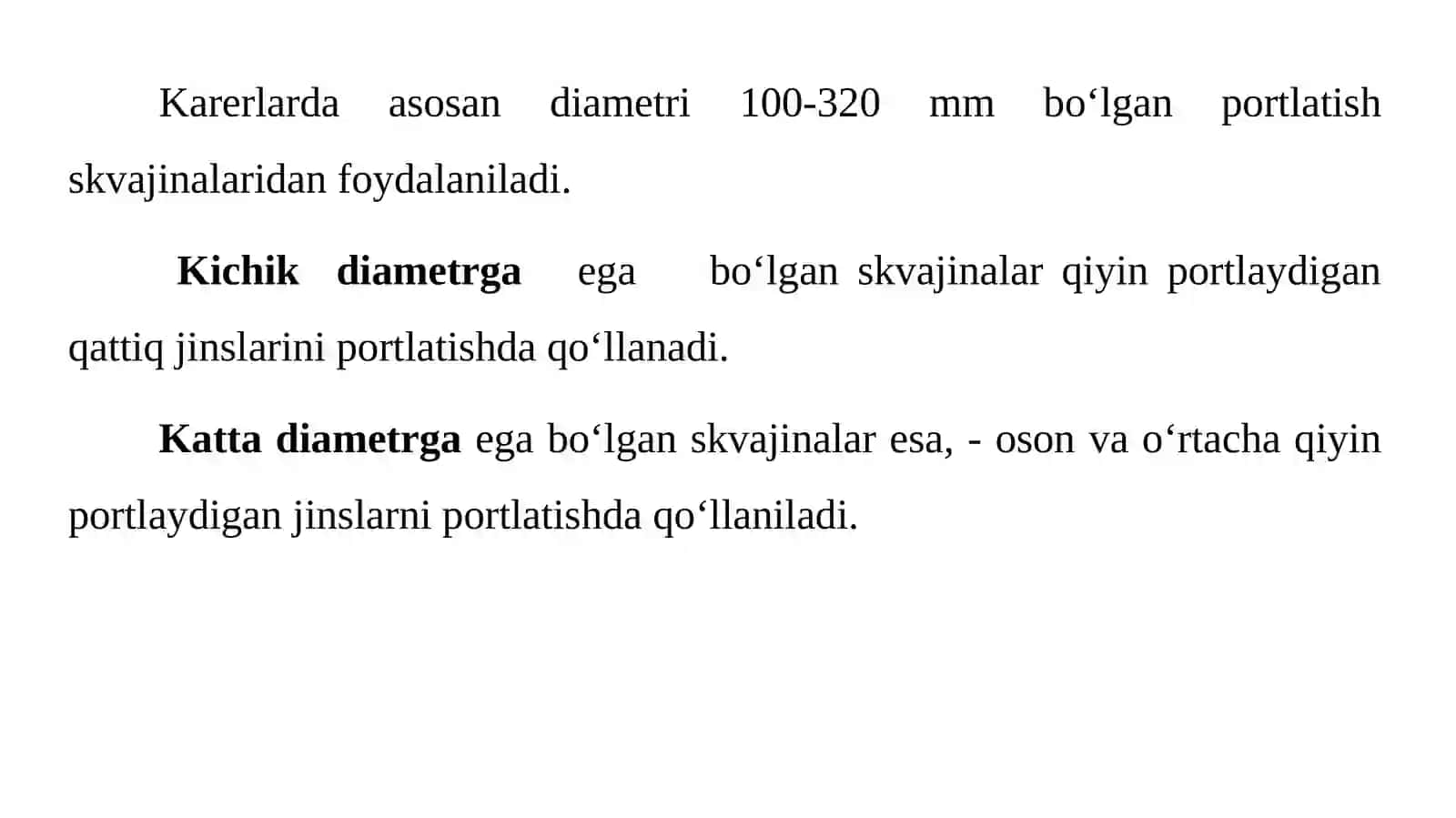 Maruza№6. Portlatish skvajinalari va ularning parametrlari 3