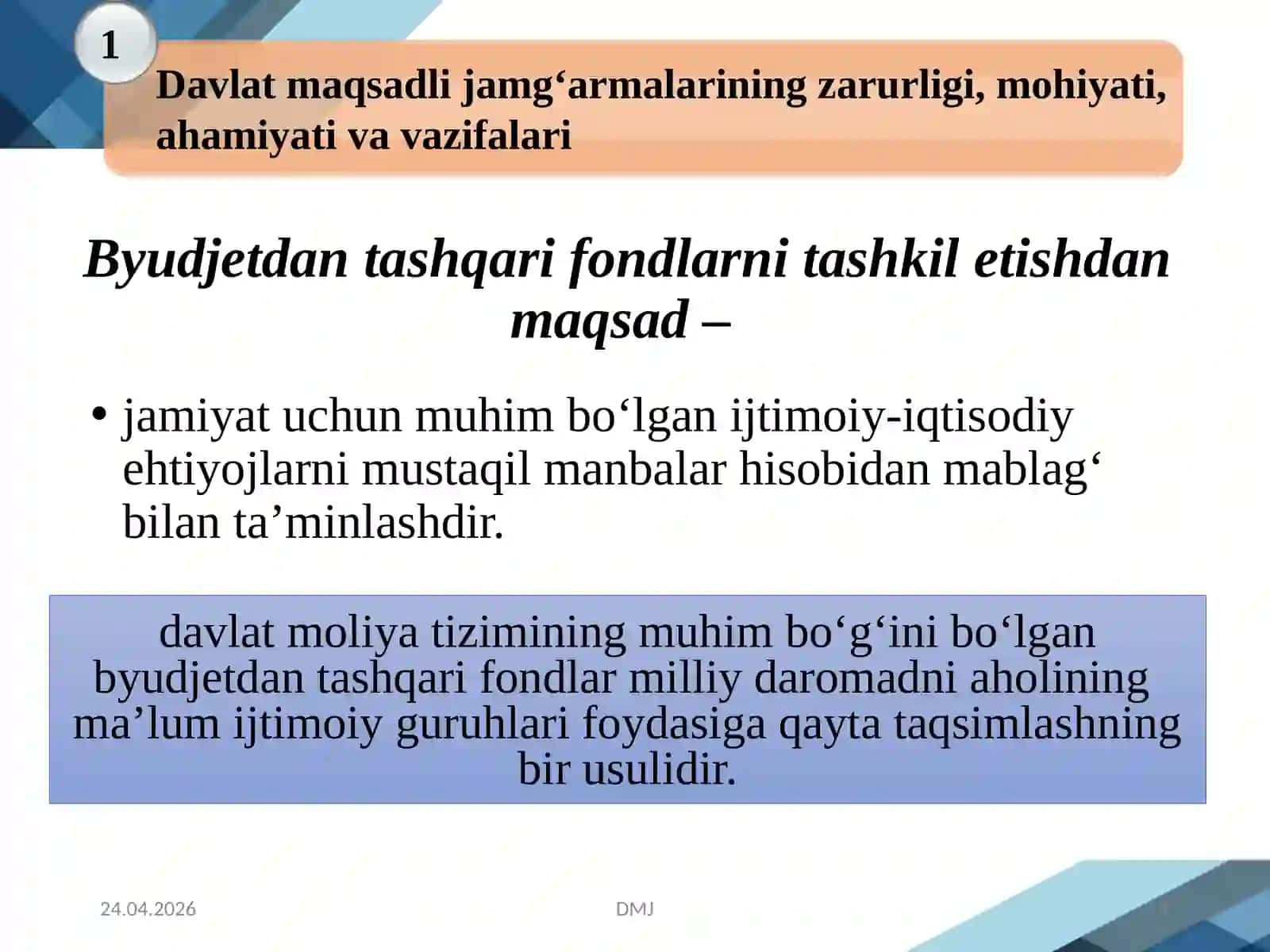 Davlat maqsadli byudjetdan tashqari jamg’armalari 3