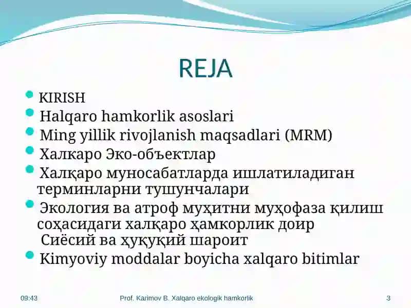 Ekologiya va atrof-muhitni muxofaza qilish soxasidagi halqaro hamkorlik 3