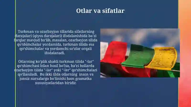 Turkman, ozarboyjon,turkman tillarining grommatik xususiyatlari 3