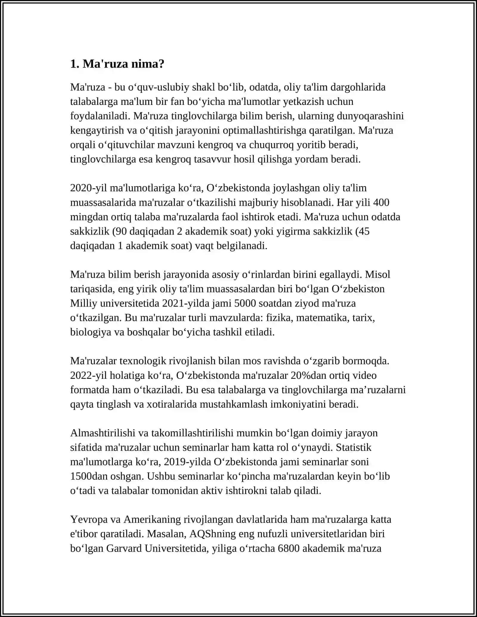 MA'RUZA VA UNING TURLARI 3