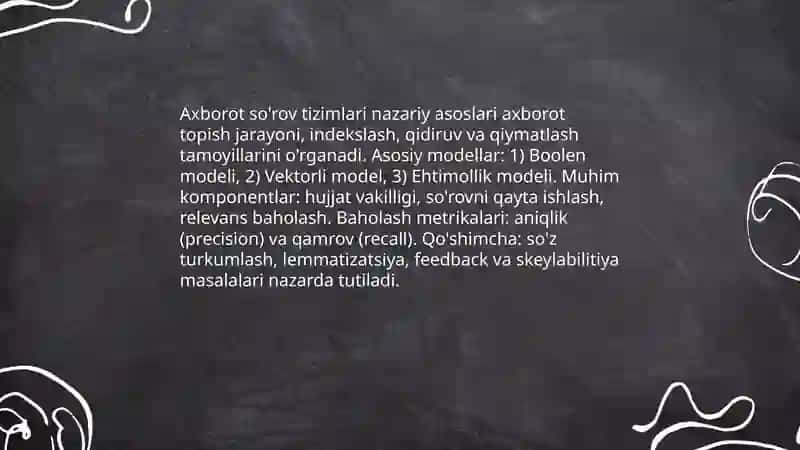 Axborot so'rov tizimlari: nazariy asoslari 3