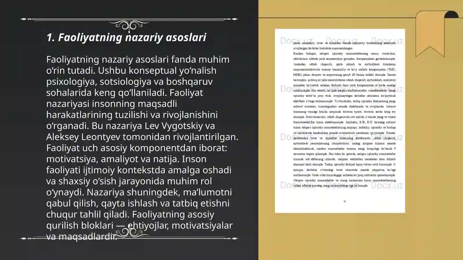 Faoliyatning Tuzilishi, xosligi va interiorizatsiyasi 3