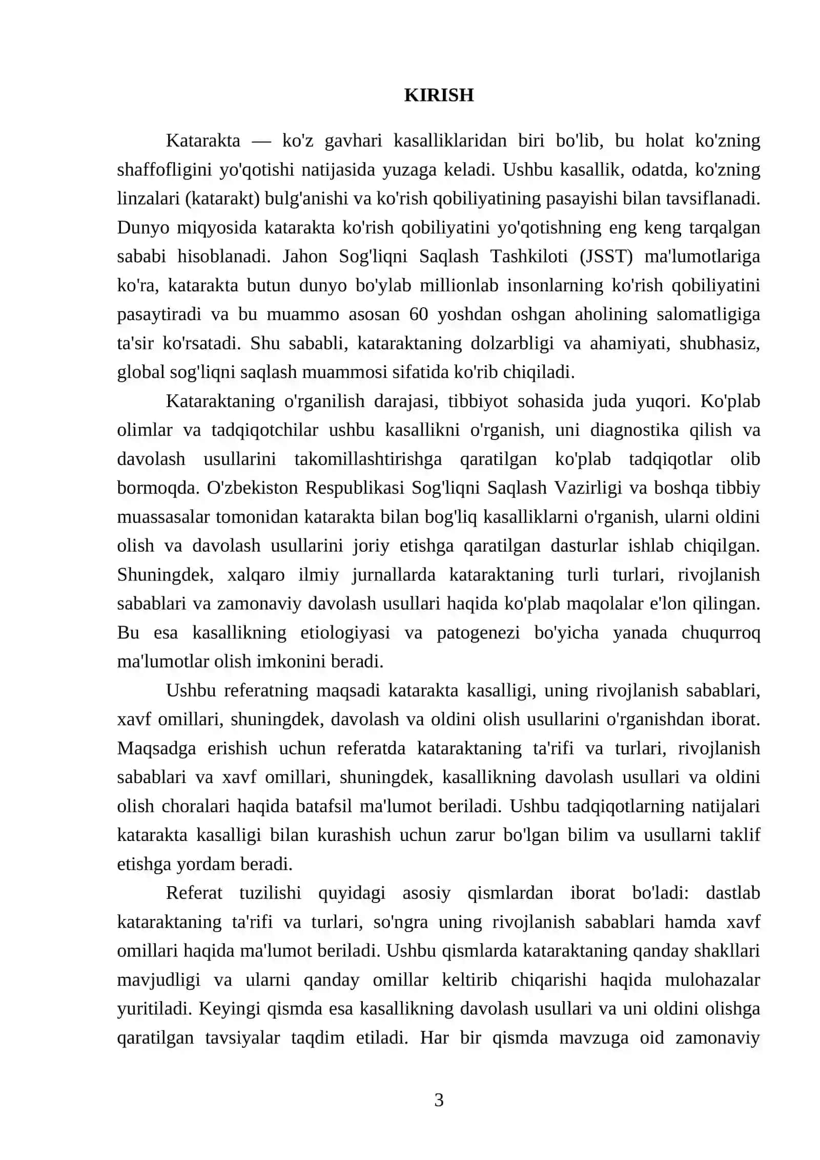 Katarakta koʻz gavhari kasalliklari REFERATI 3