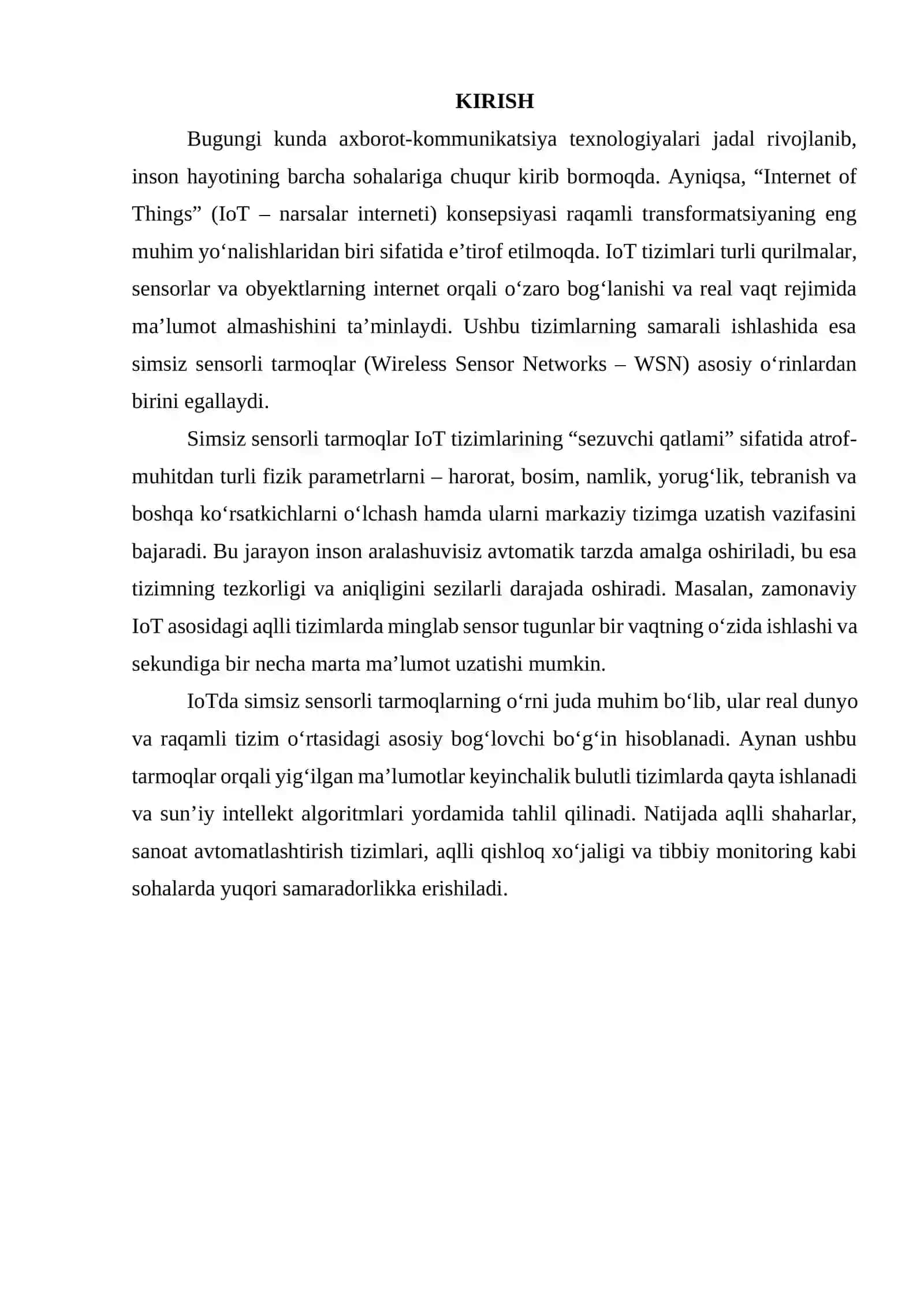 IoTda simsiz sensorli tarmoqlarning oʻrni 3