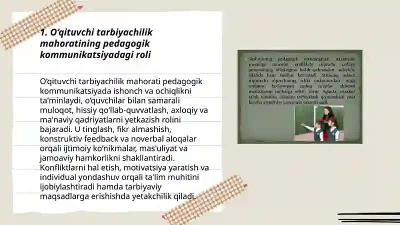 O‘qituvchi tarbiyachilik mahoratining pedagogik kommunikatsiyadagi roli 3