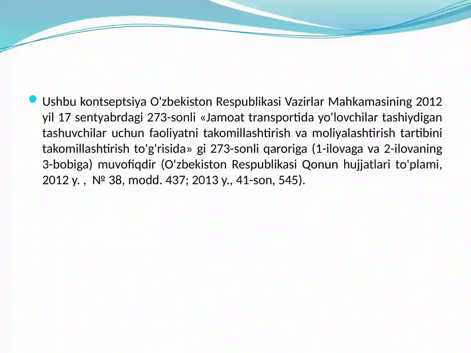 O'ZBEKISTON RESPUBLIKASI AVTOMOBIL TRANSPORTIDA GITARIFLARSI YOSATI 3
