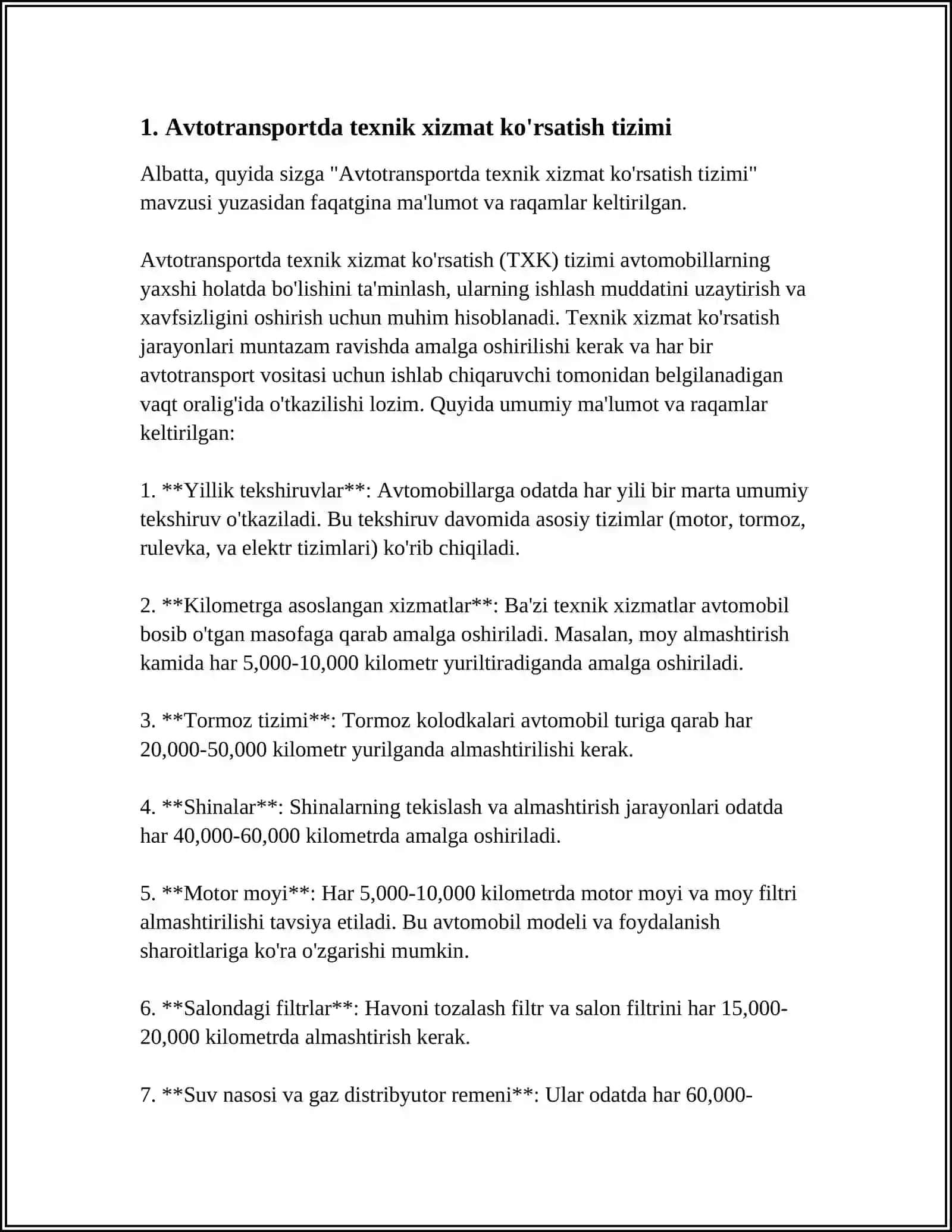 Avtotransportda texnik xizmat ko'rsatish tizimi 3