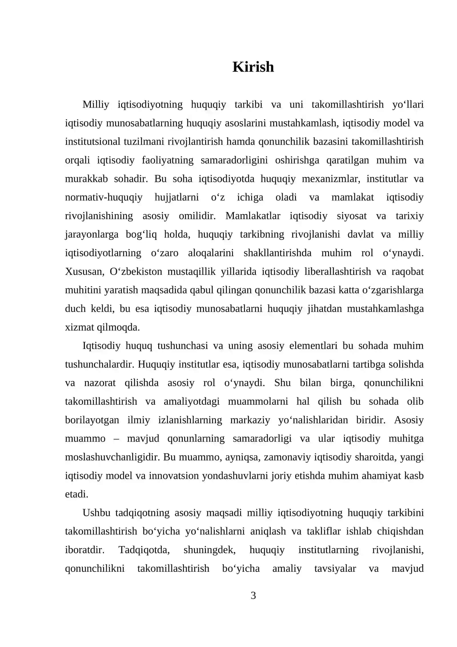 Milliy iqtisodiyotning huquqiy tarkibi va uni takomillashtirish yo‘llari 3