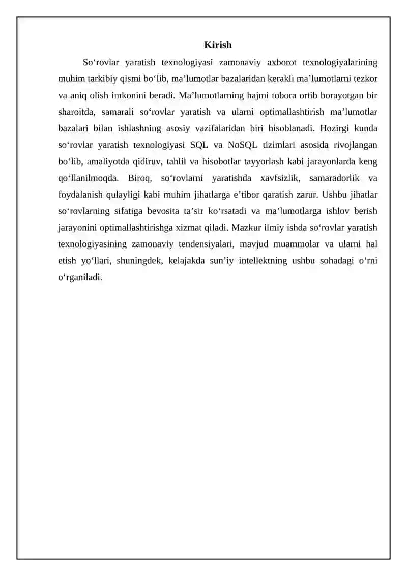 So‘rovlar yaratish texnologiyasi 3
