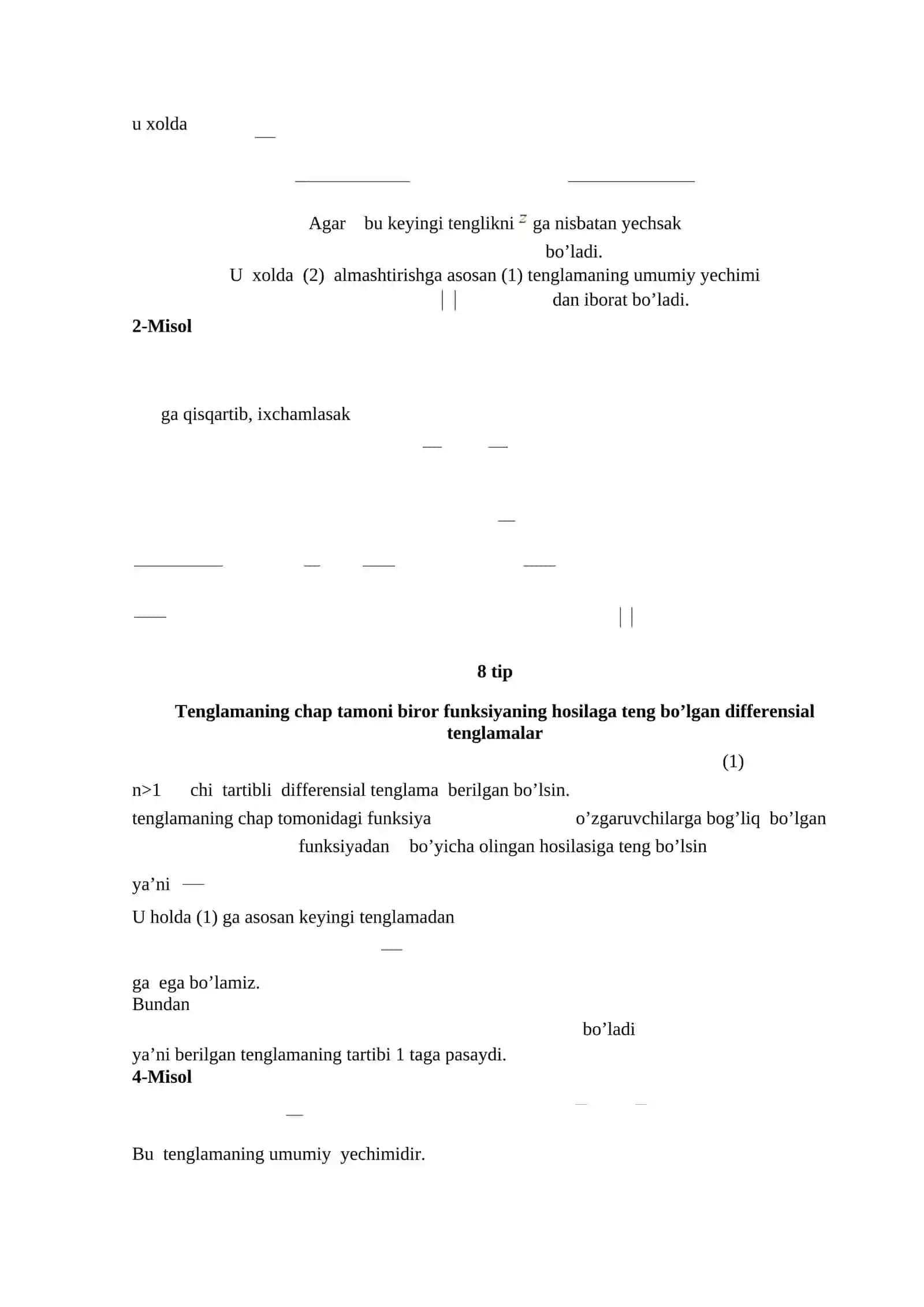 Bir jinsli va umumlashgan bir jinsli yugori tartibli differensial tenglamalar 3