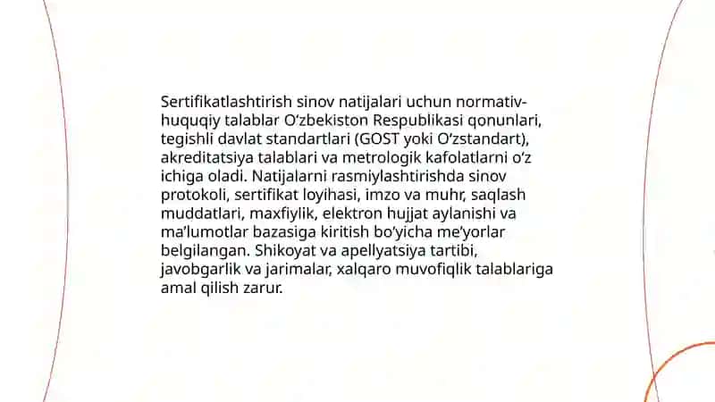 Sertifikatlashtirish sinovlarining natijalarini rasmiylashtirish tahlili 3
