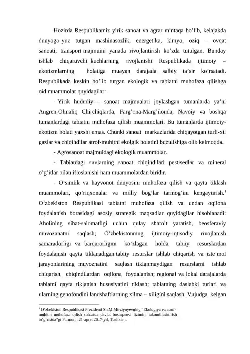 DUNYO EKOLOGIK MUAMMOSI (FAKTLAR, PROGNOZ VA XAVOTIRLAR) 3