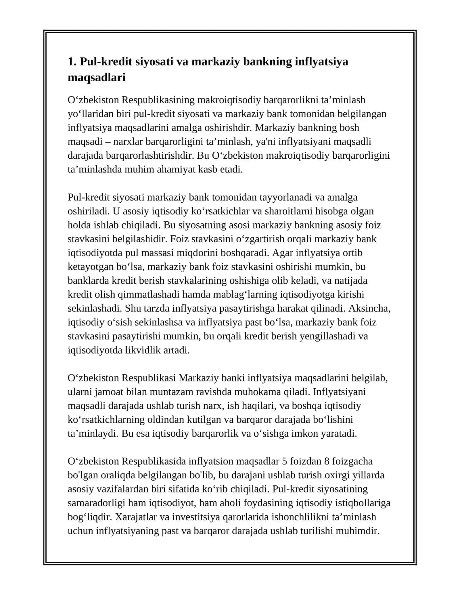 OʼZBEKISTAN RESPUBLIKASINING MAKROIQTISODIY BARQARORLIKNI TAʼMINLASH YOʼLLARI 3