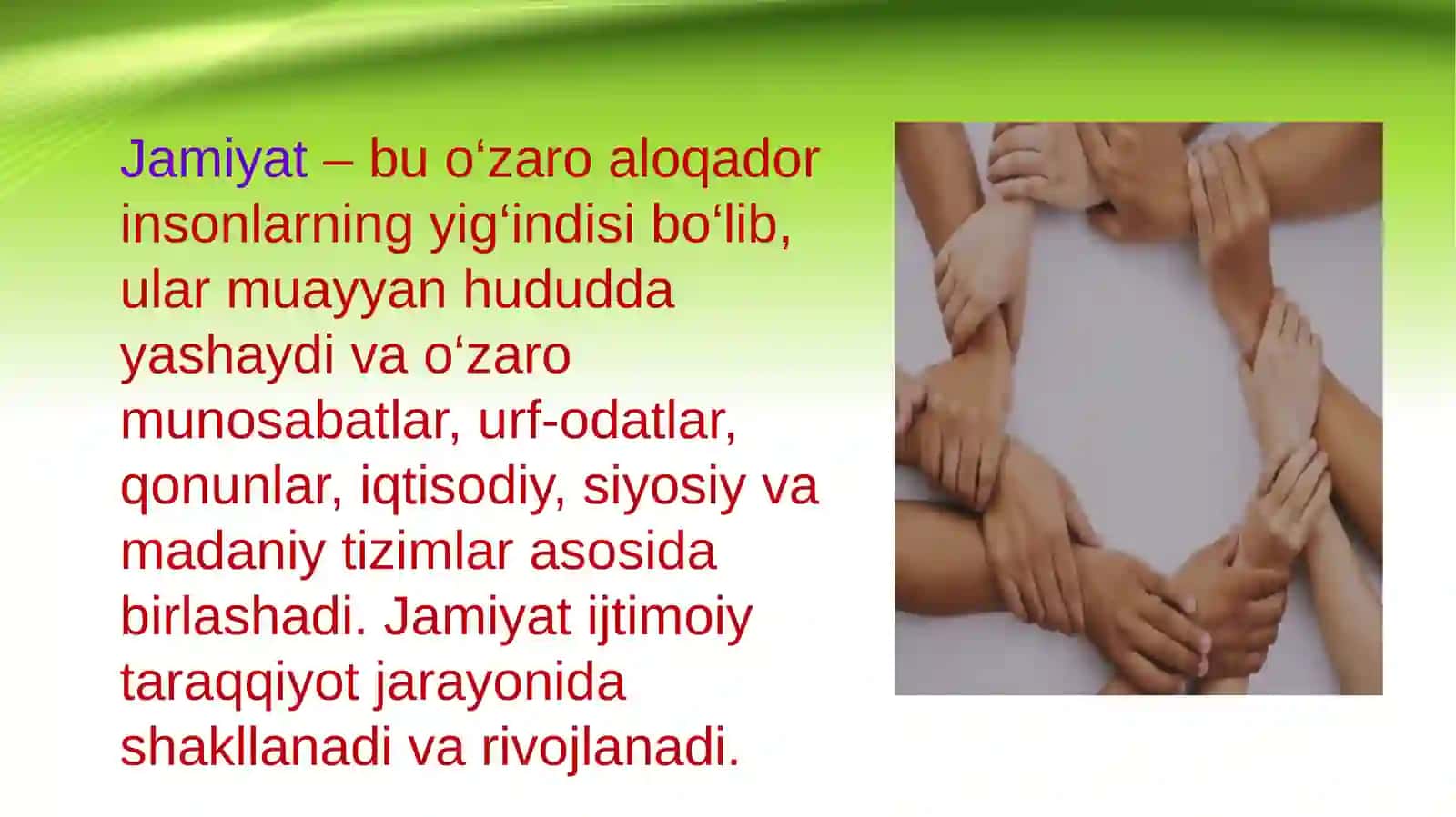 Jamiyat, fukarolik jamiyati, jamiyatning iqtisodiy hayoti, jamiyatning ijtimoiy hayoti, jamiyatning siyosiy hayoti tushunchalari 3