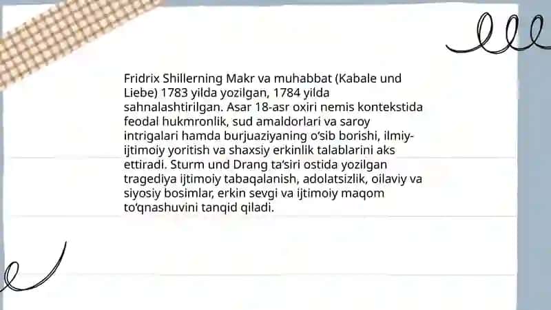 Fridrix Shiller Makr va muhabbat asari 3