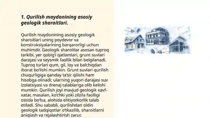 Qurilish maydonining muxandis - geologik sharoitini baholash 3