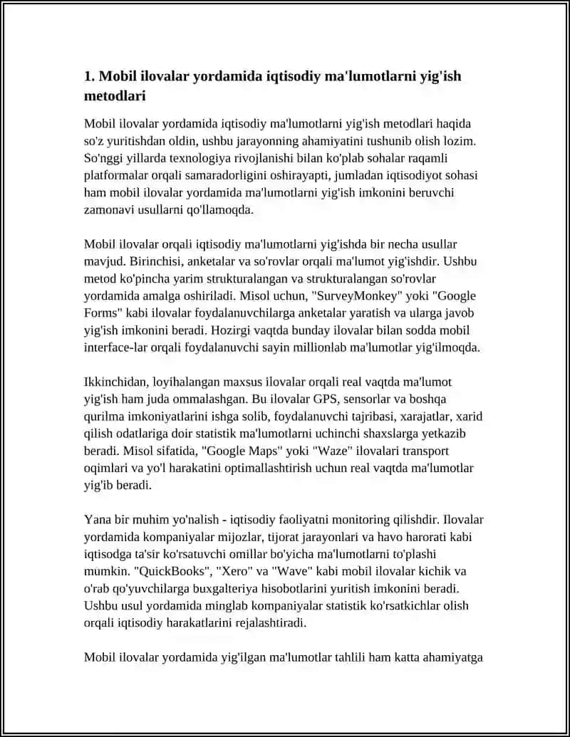 IQTISODIY AXBOROTNI QAYTA ISHLASH UCHUN MOBIL ILOVALARDAN FOYDALANISH 3
