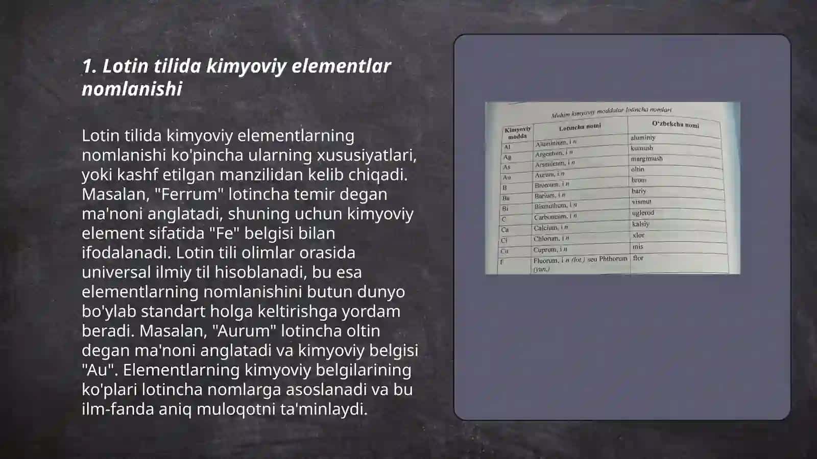 Lotin tilida kimyoviy moddalarning nomlanishi va kislotalar 3