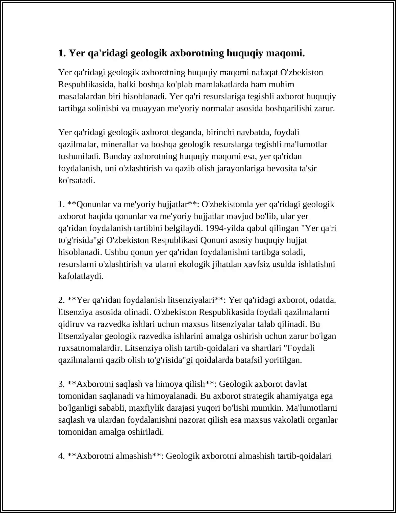 Yer qa'ridagi geologik axborotning huquqiy maqomi 3