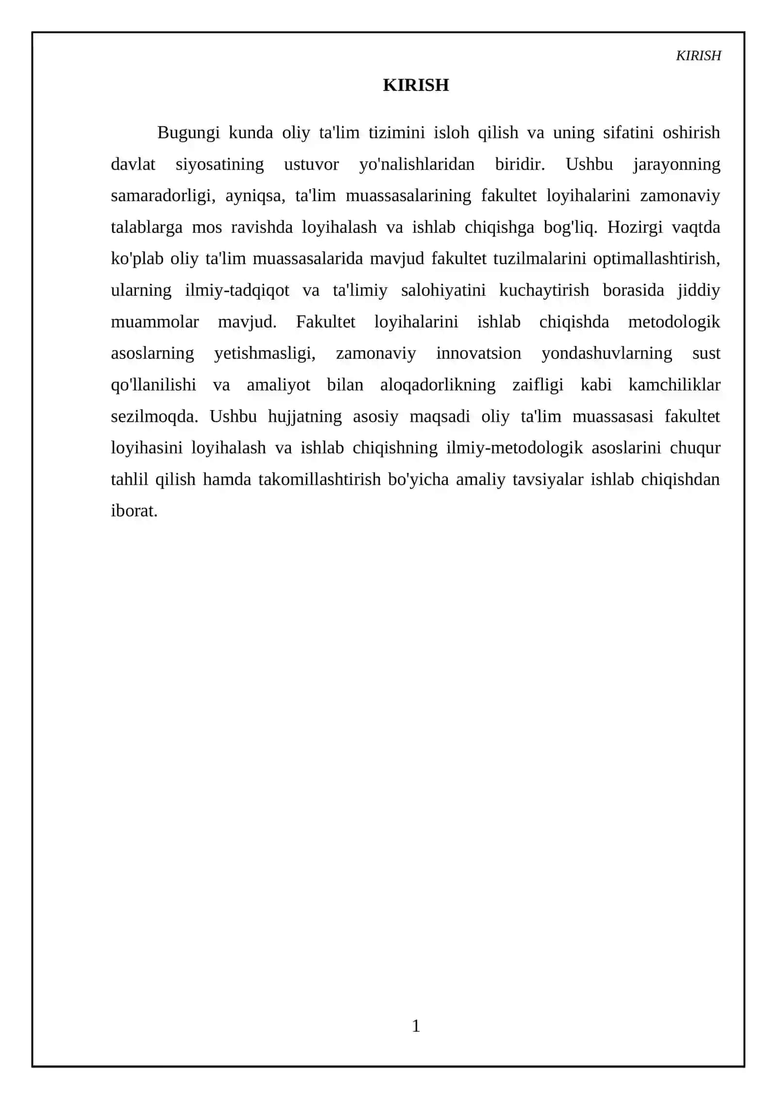 Oliy ta'lim muassasining fakultet loyihasini loyhalashtirish va ishlab chiqish 3