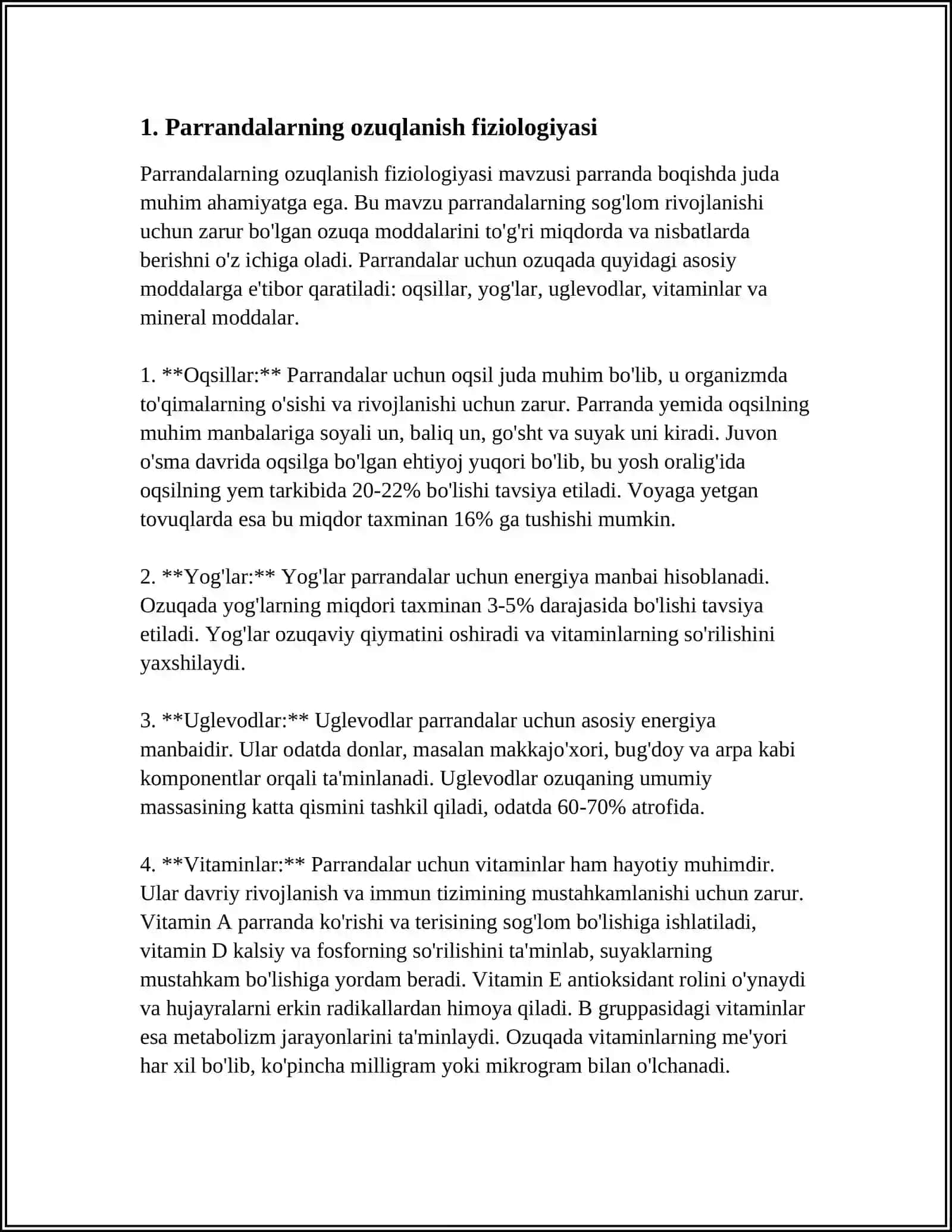 MUSTAQIL ISH Mavzu: PARRANDALARNING KO’PAYISH FIZIOLOGIYASI 3