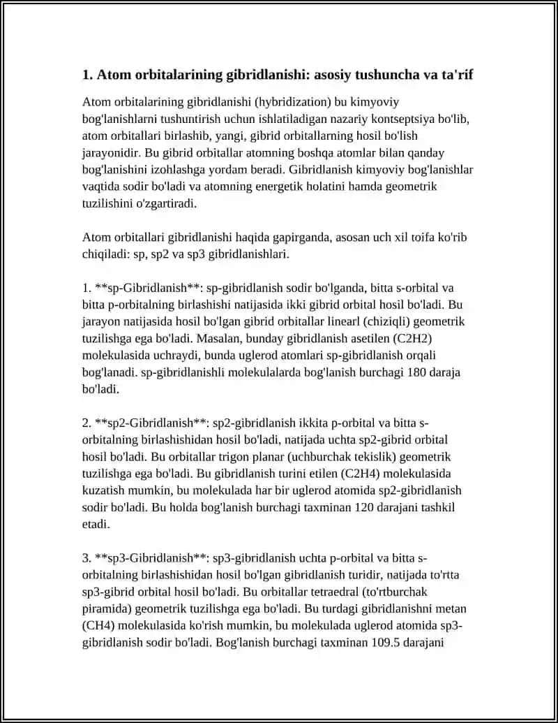 ATOM ORBITALARINING GIBRIDLANISHI VA ULARNING TURLARI 3