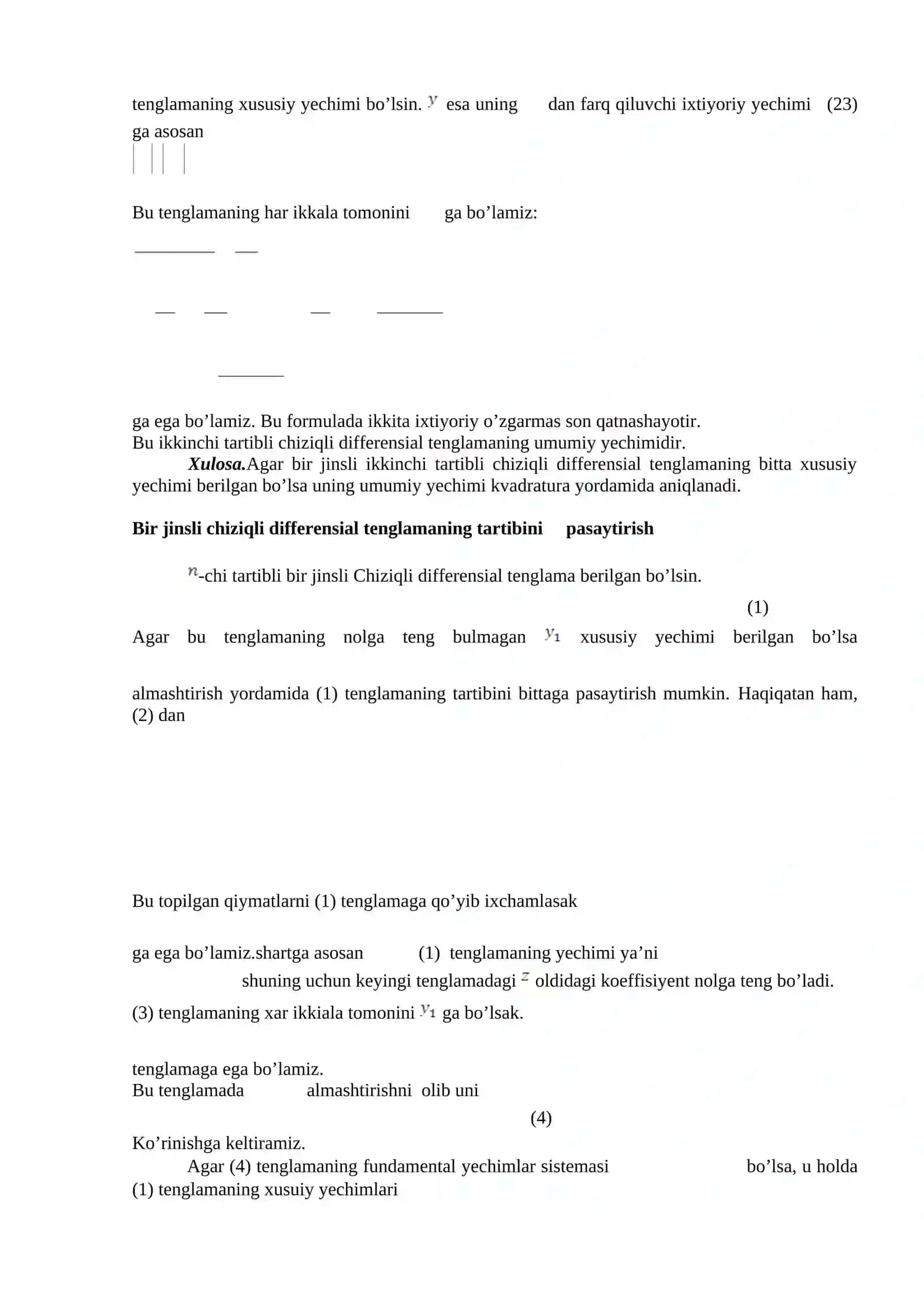 Yechimning fundamental sistemasi. Ostrogradskiy –liuvill formulasi 3