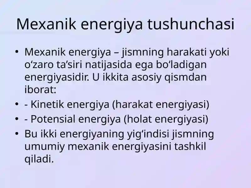 Mexanik energiya saqlanish qonuni 3