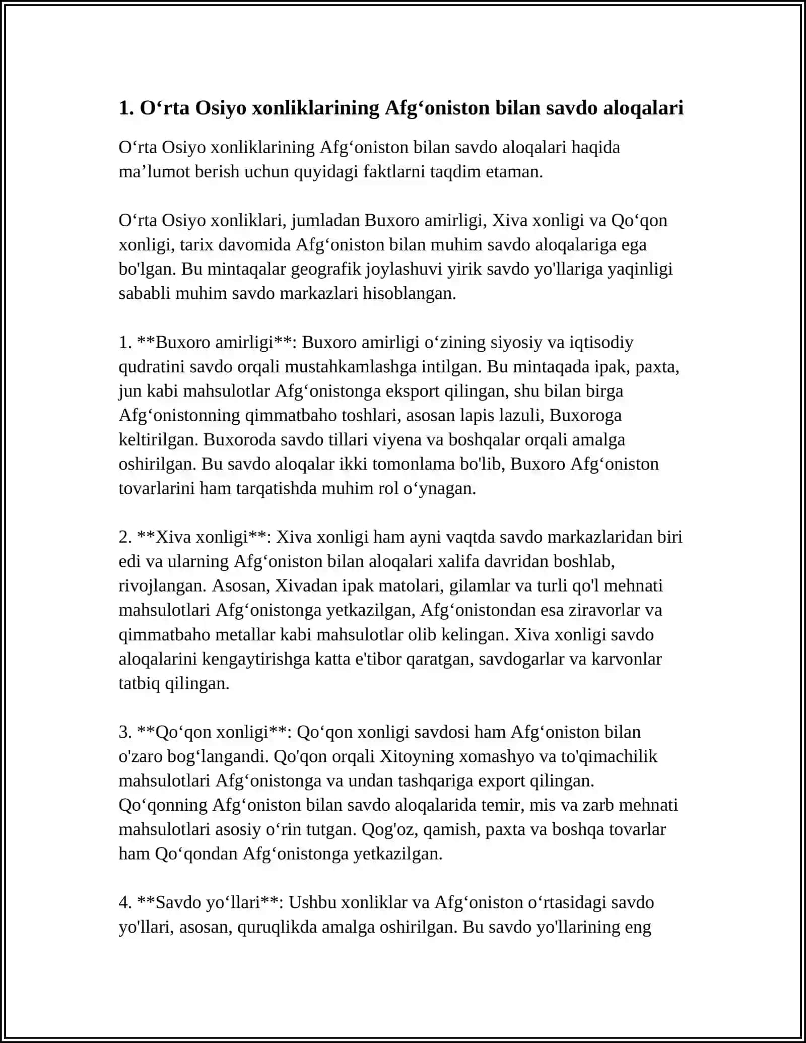 OʻRTA OSIYO XONLIKLARINING AFGʻONISTON ERON HINDISTON BILAN MUNOSABATLARI 3