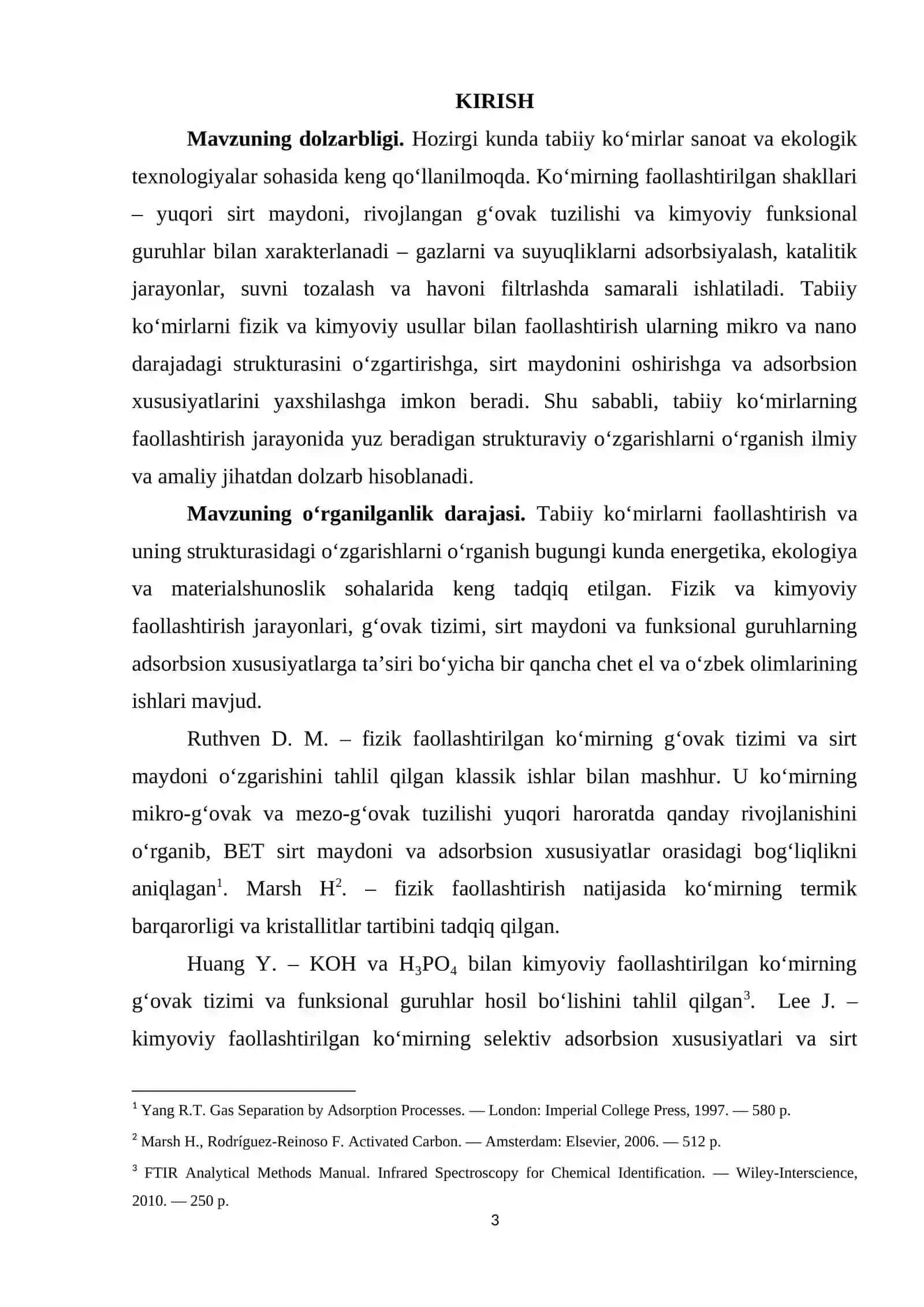 TАBIIY KО‘MIRLАRNI FIZIK VА KIMYОVIY FАОLLАSHTIRISH JАRАYОNIDАGI STRUKTURАVIY О‘ZGАRISHLАRINI О‘RGАNISH 3
