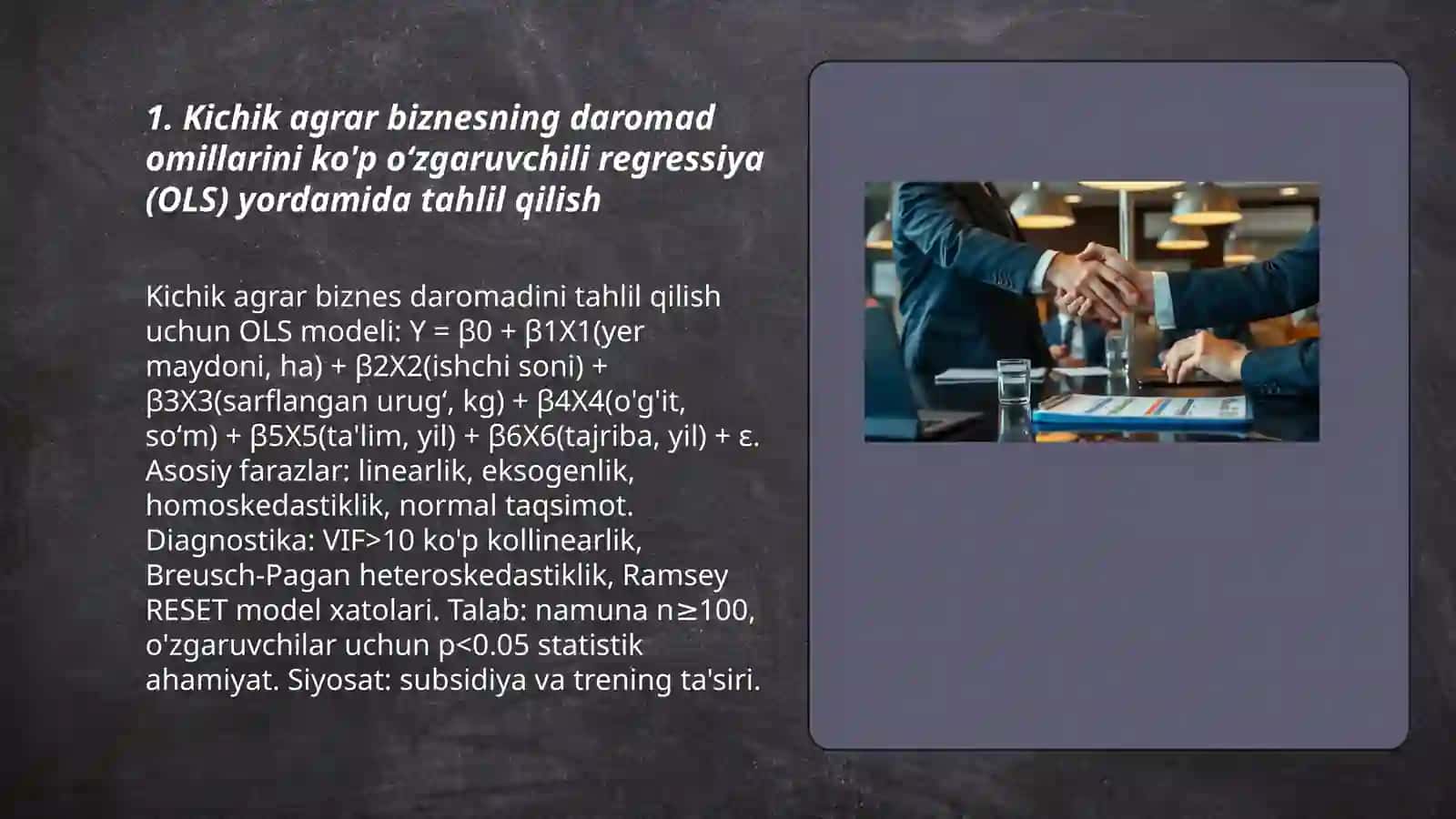 Qishloq xo’jaligida kichik biznes va xususiy tadbirkorlik faoliyatini tahlil qilishda ekonometrik modellardan foydalanish 3
