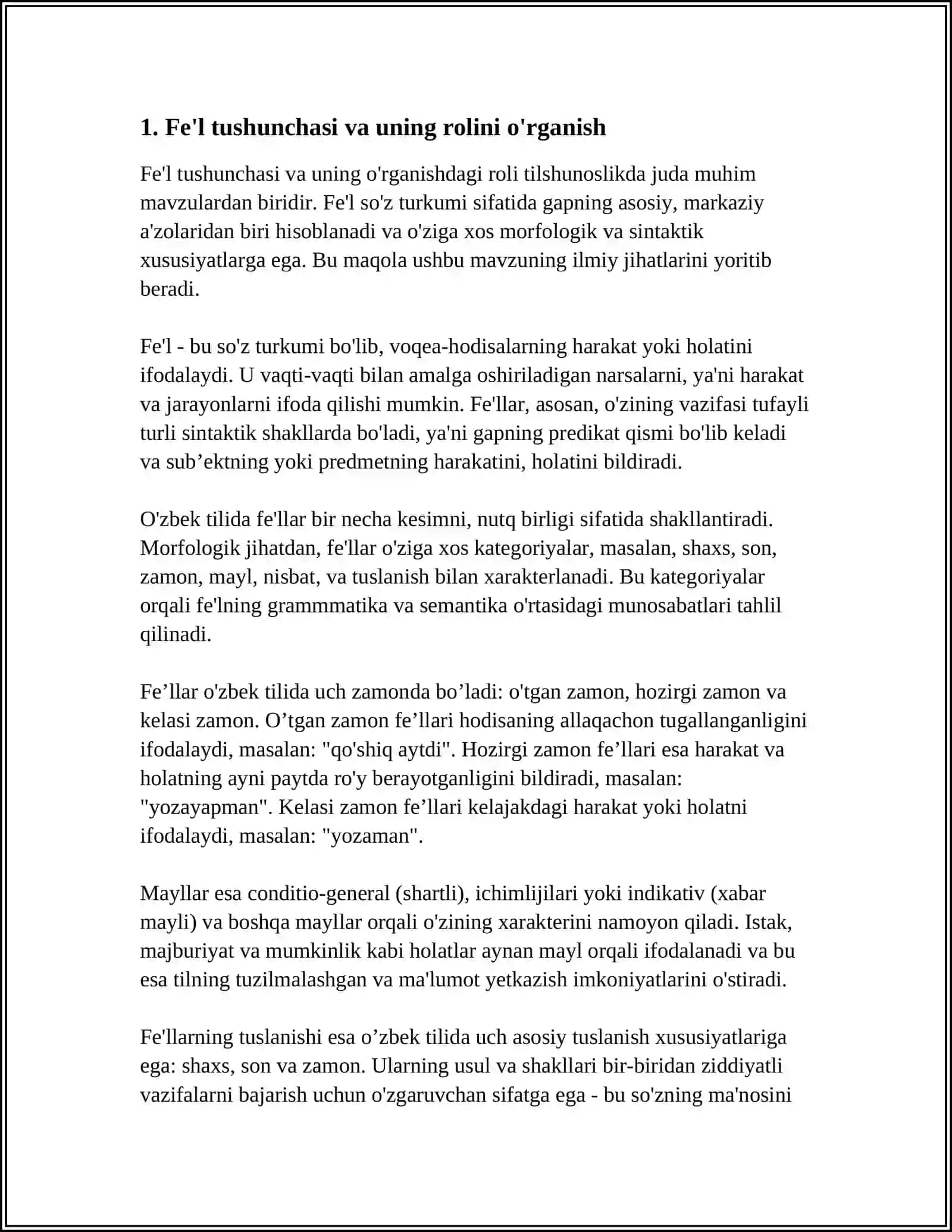 BOSHLANGʻICH SINF DARSLIKLARIDA FEʼLGA OID MASHQLARNI TASNIF QILISH 3