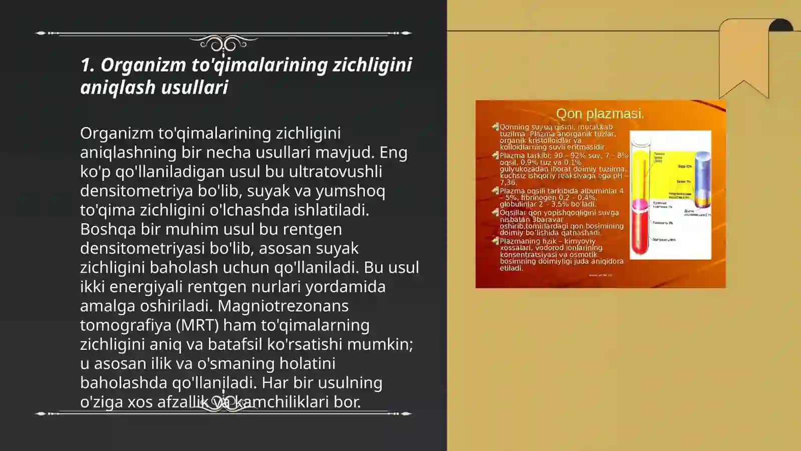 Organizm to’qimalarini va suyuq muhitlarini zichligini aniqlash 3