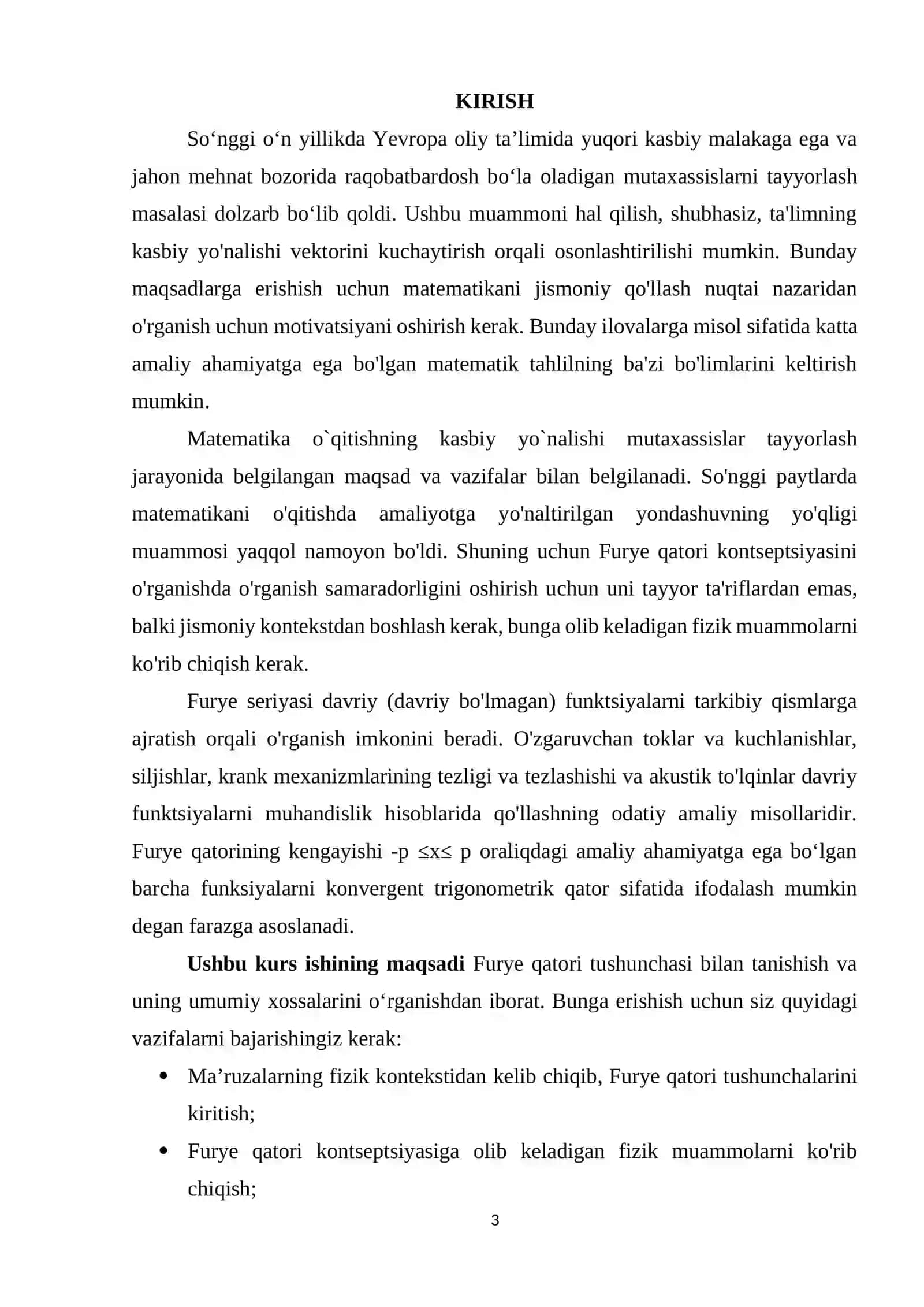 “Furye qatorining yaqinlashuvchanligi” 3
